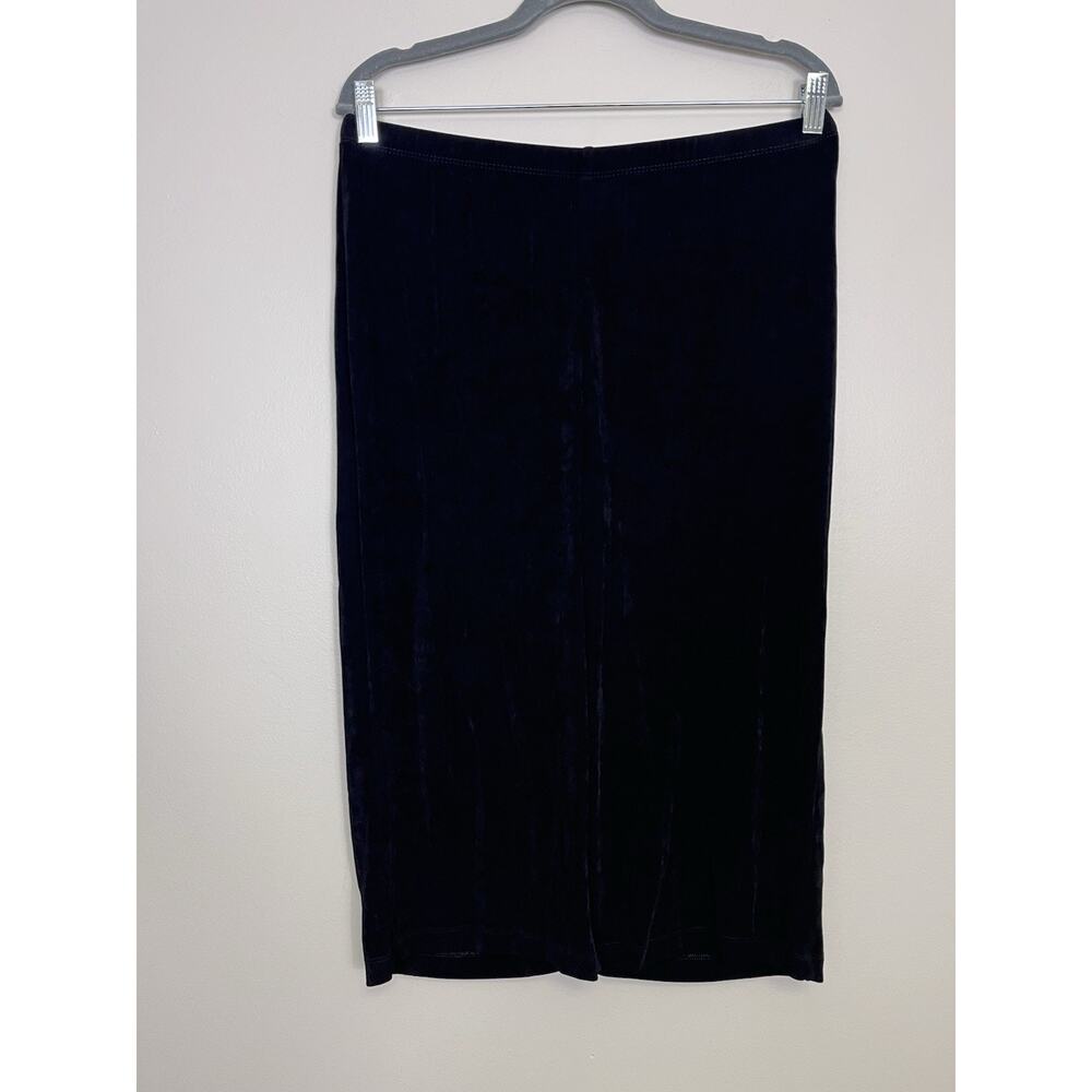 Chico's Travelers Wide Leg Cropped Pants Elastic Waist Pull On Black Size 2